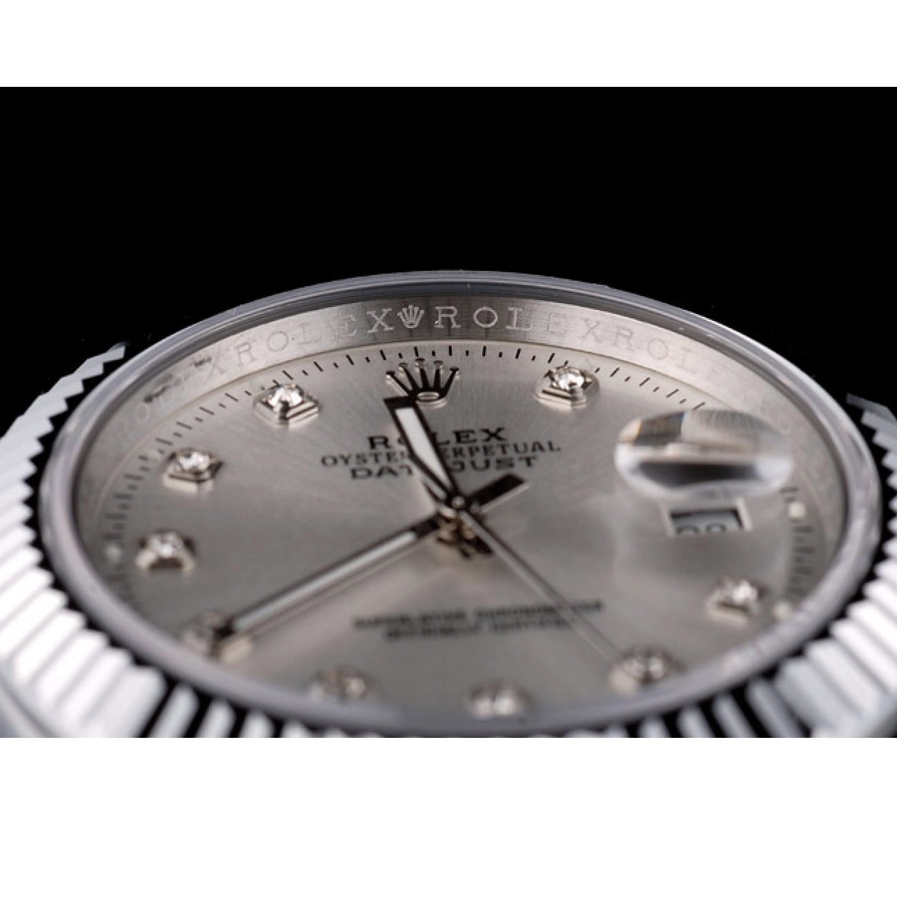 MiroTime 0716 Rolex Swiss DateJust Stainless Steel Ribbed Bezel Silver Dial 41996